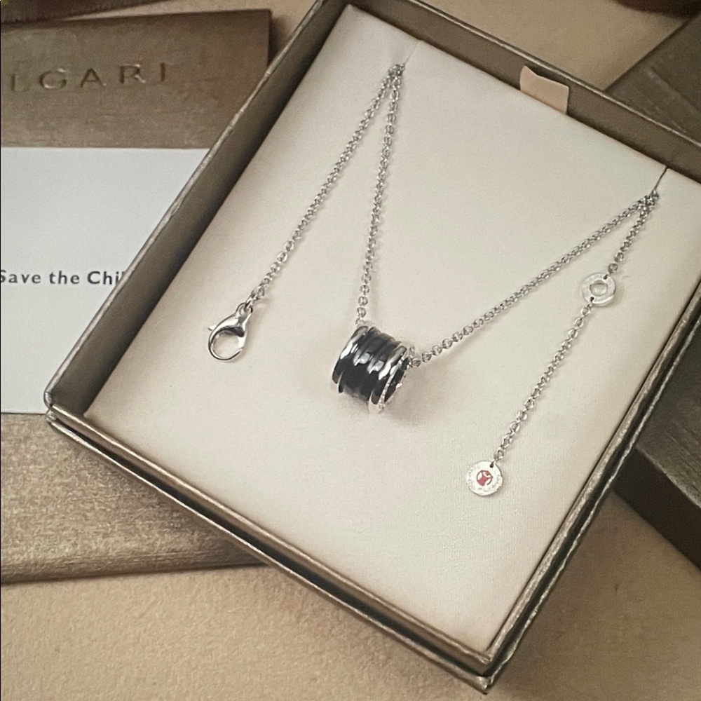 Bulgari Silver and Black Necklace